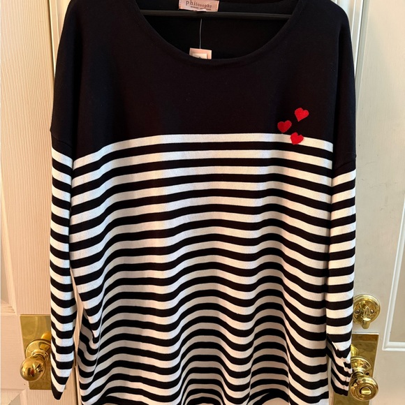 NWT Philosophy Heart Intarsia Stripe Sweater - Picture 4 of 8